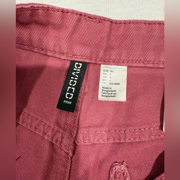 H&M 90S Baggy Women's High Waist Jeans Dusty Rose Size 4 - Picture 7 of 11